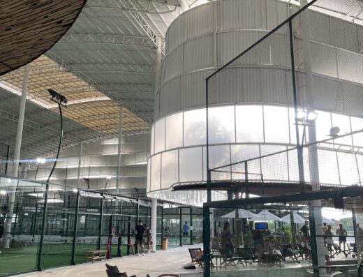 Bali Padel Academy NOX Stadium center court with 200-spectator gallery tower