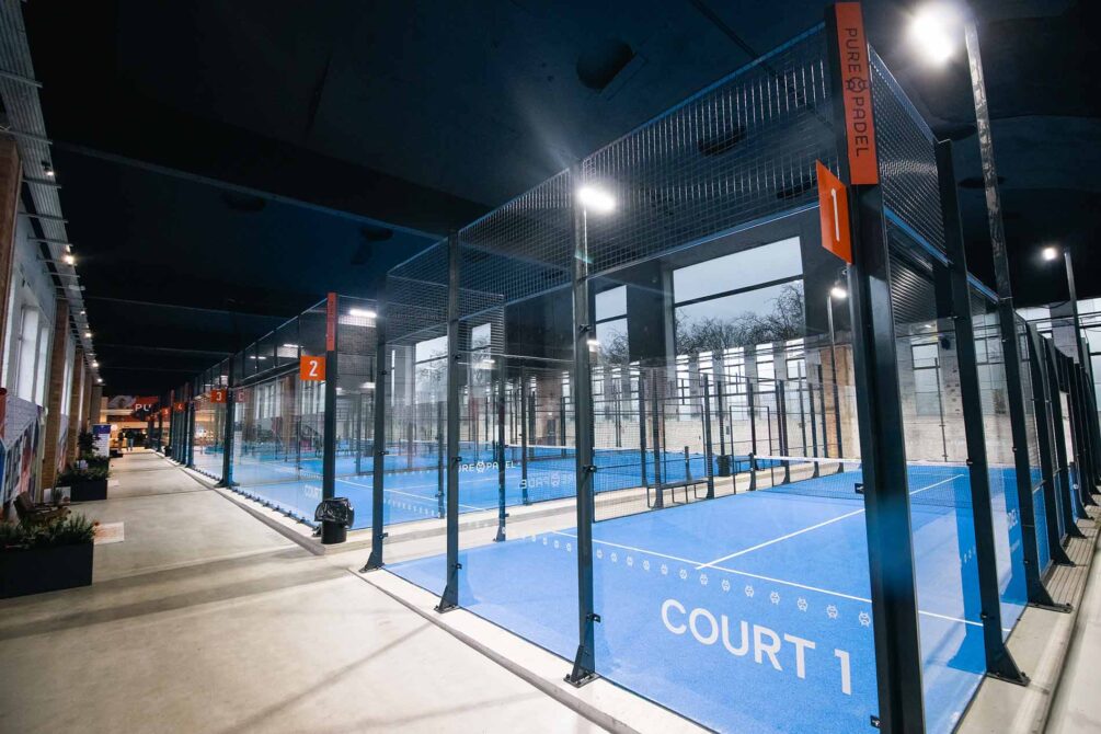Pure Padel Nottingham seven indoor courts inside the restored 1920 grade-I listed bus depot on Iremonger Road