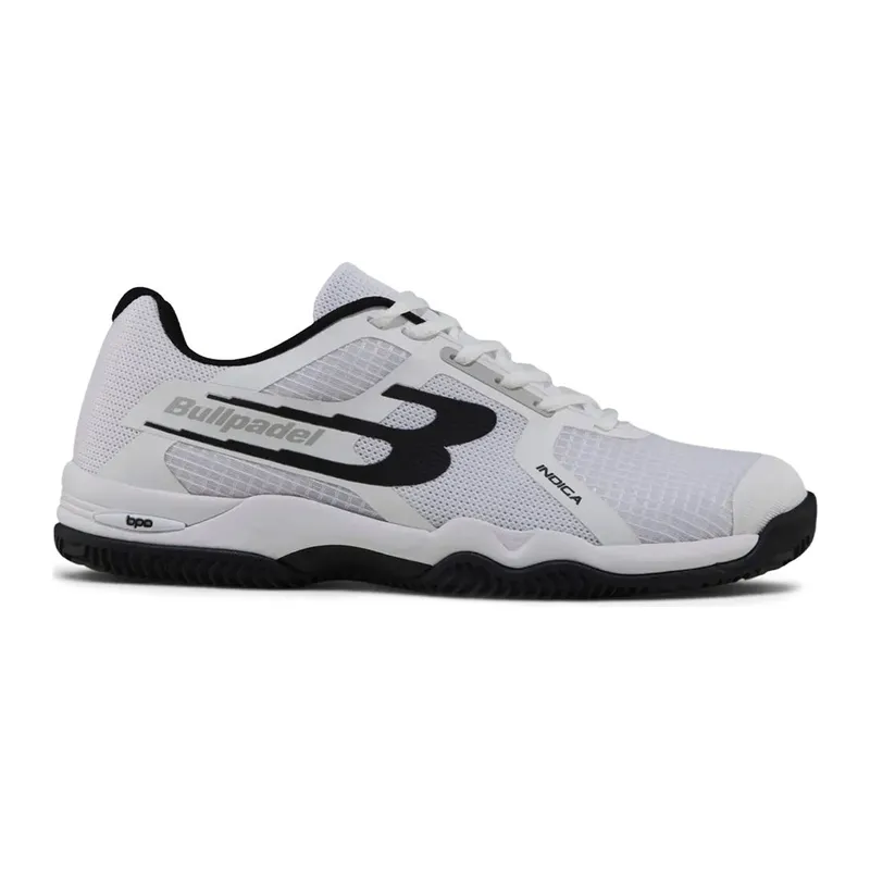 Bullpadel Indiga 26I padel shoe in white and black on white
