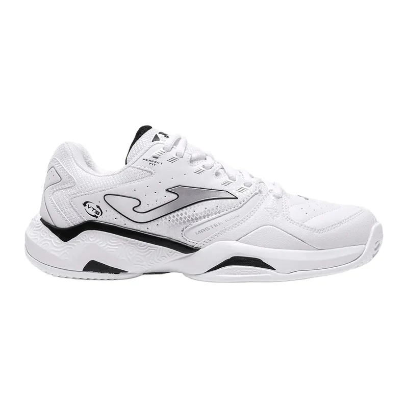 Joma Master 1000 padel shoe in white with black trim on white
