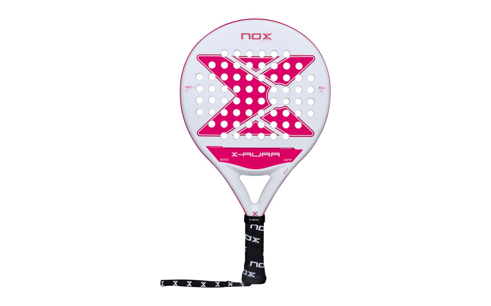 NOX X-Aura 2026 padel racket in white and pink
